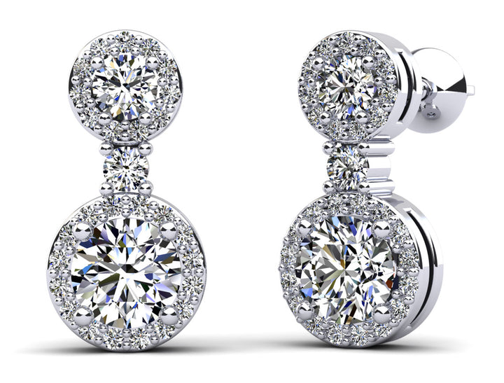Stunning Diamond Earrings with Double Halo Design