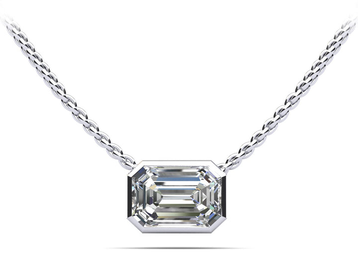 Bezel Set Emerald Diamond Pendant