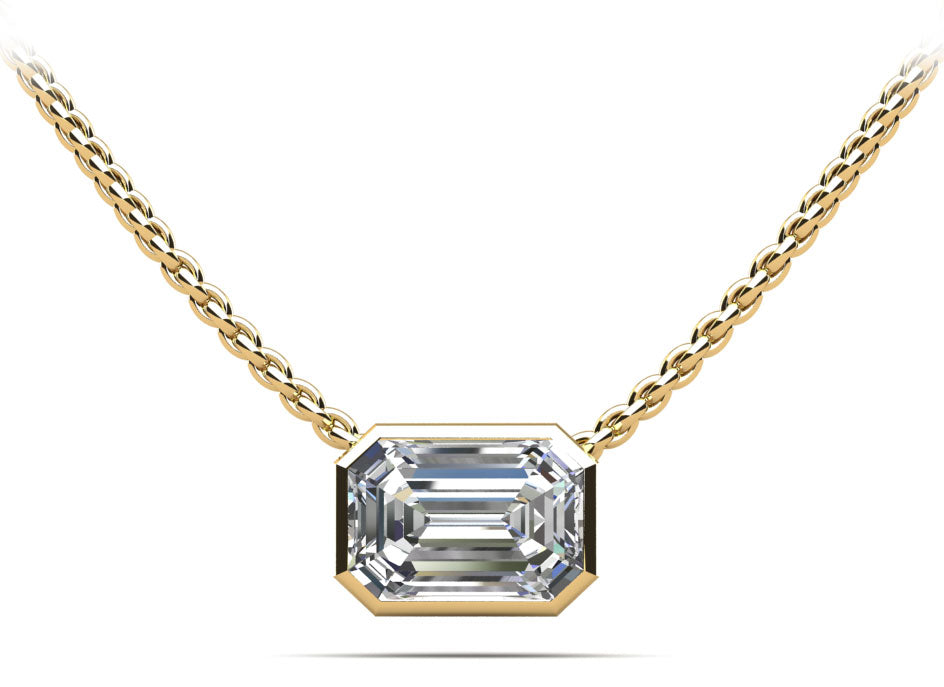 Bezel Set Emerald Diamond Pendant