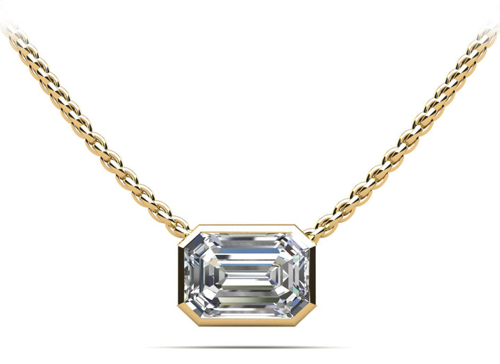 Bezel Set Emerald Diamond Pendant