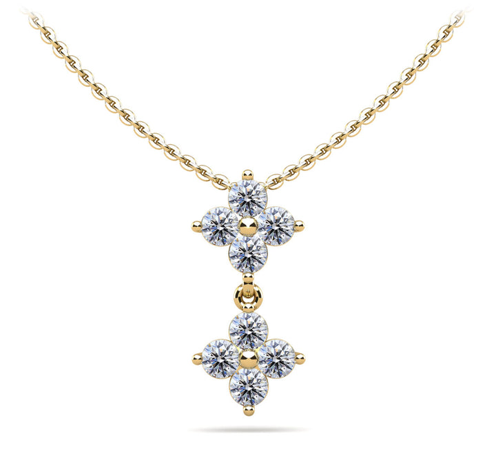 Diamond Pendant with Two Clusters of Equal Sized Round Diamonds