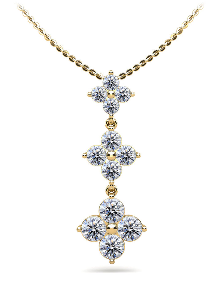 Diamond Pendant with Three Clusters of Round Diamonds in Three Sizes