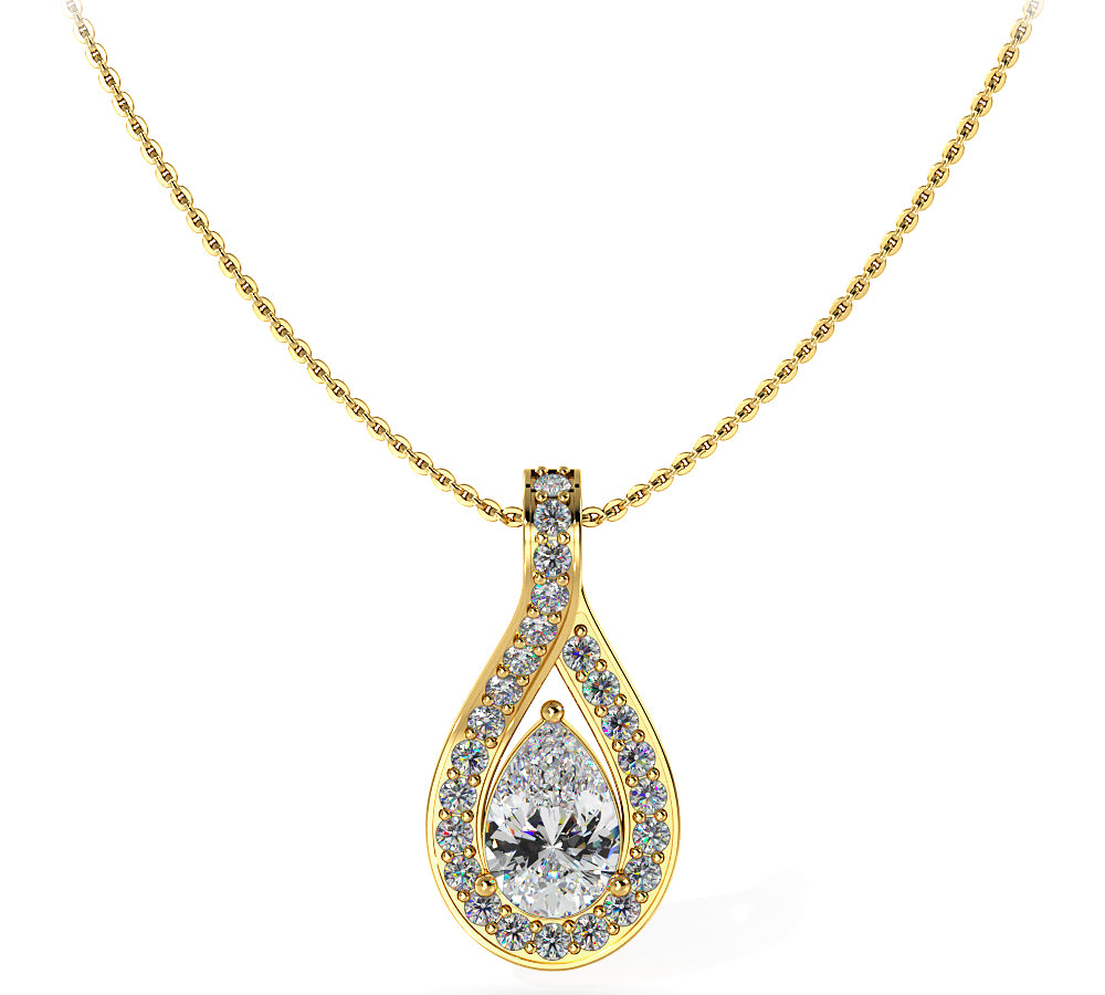 Pear Shaped Diamond Halo Teardrop Pendant with Split Bail