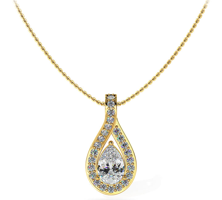 Pear Shaped Diamond Halo Teardrop Pendant with Split Bail