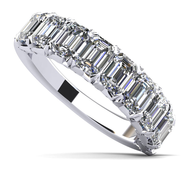 Emerald Cut Diamond Crown Setting Anniversary Ring