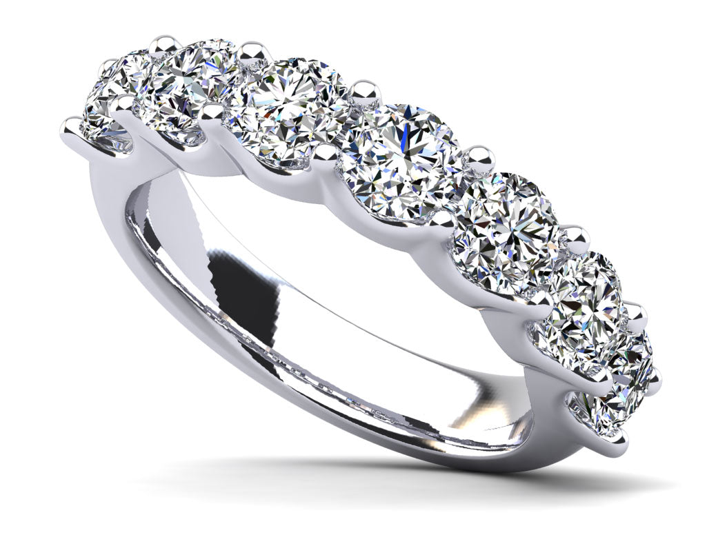 Classic 7 Stone Round Diamond Anniversary Ring