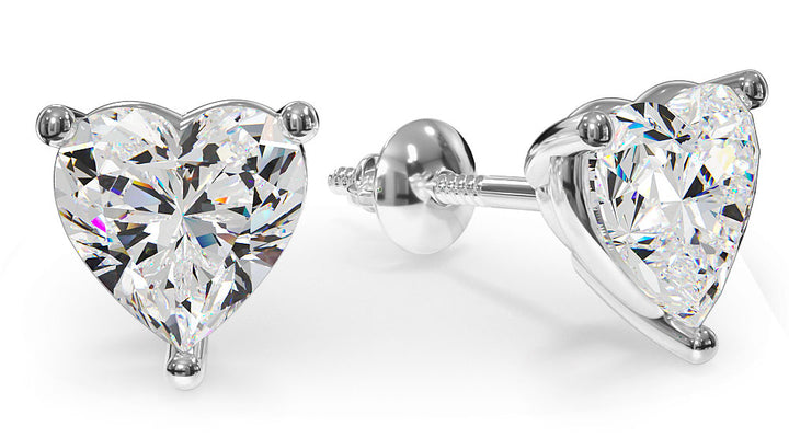 Heart Shaped Diamond Stud Earrings