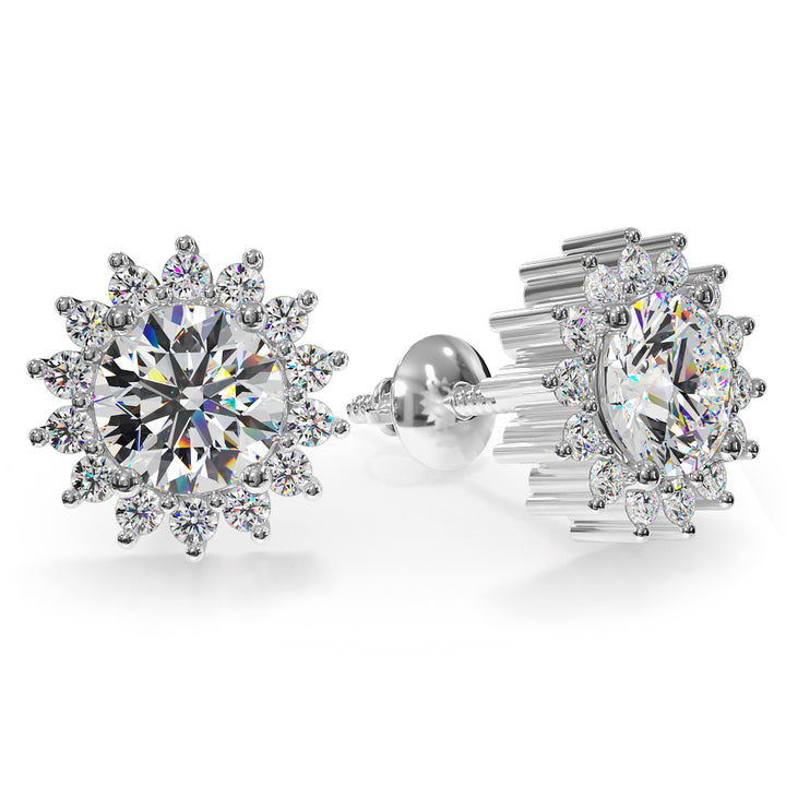 Elegant Diamond Halo Stud Earrings