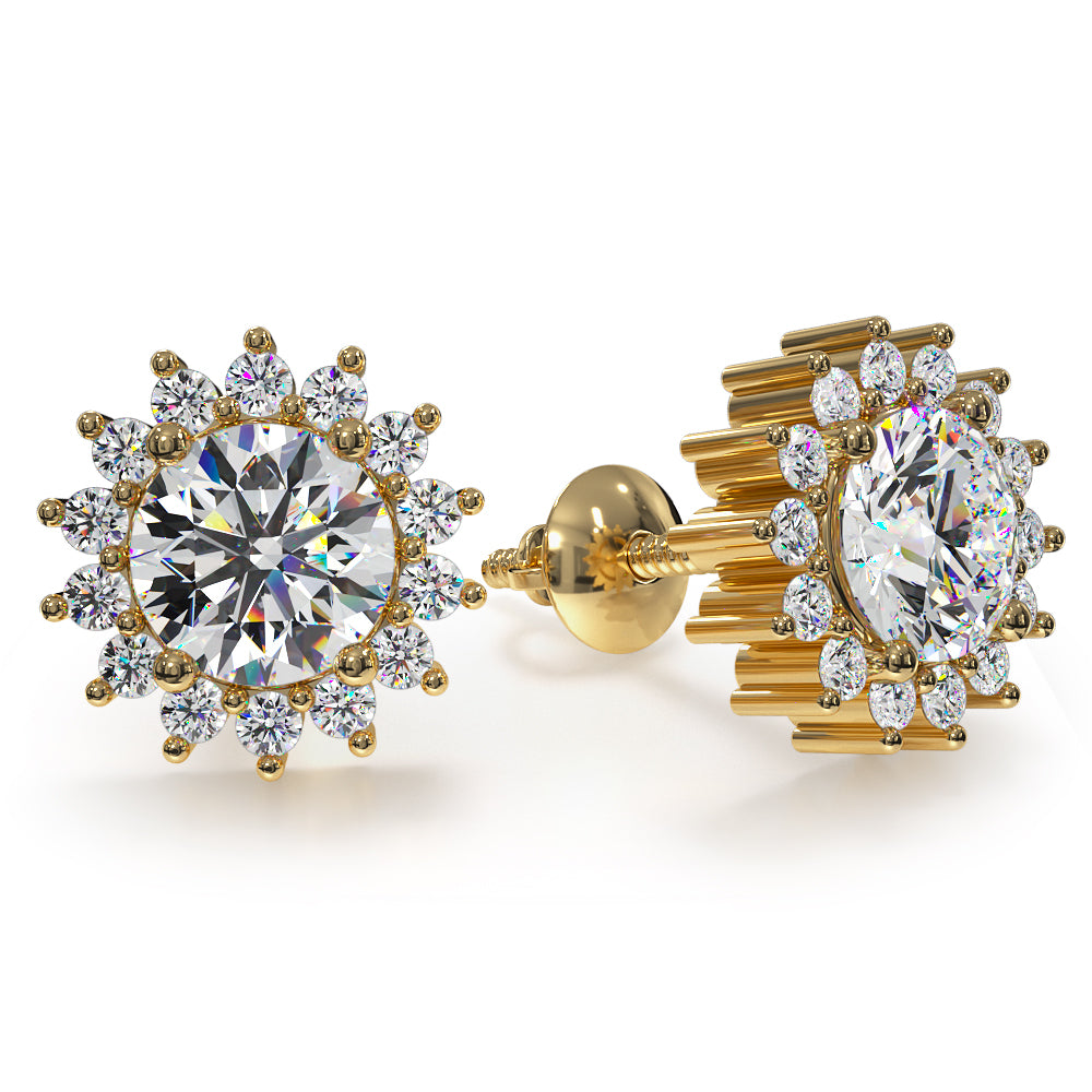 Elegant Diamond Halo Stud Earrings
