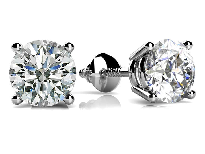 Four Prong Diamond Studs-Screw Back