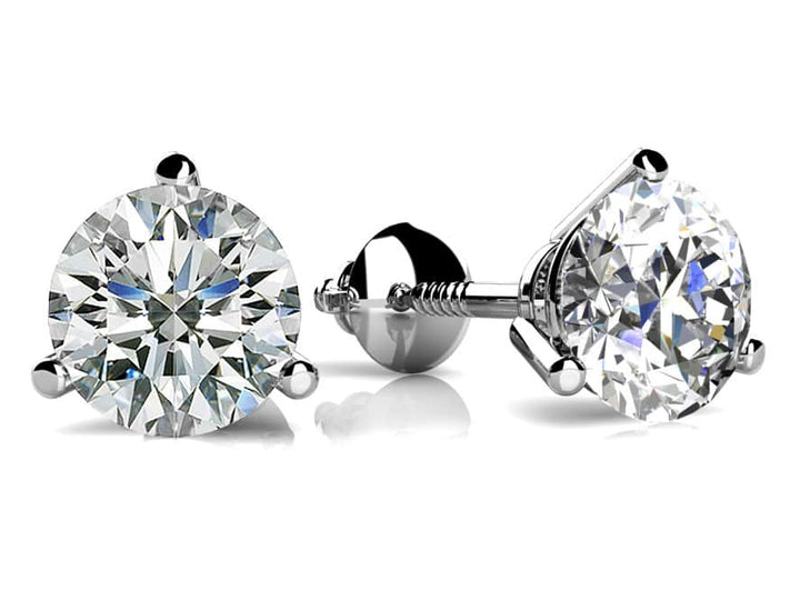 Classic Three Prong Diamond Studs-Push Back