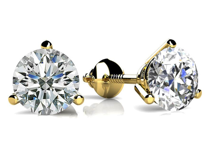 Classic Three Prong Diamond Studs-Push Back