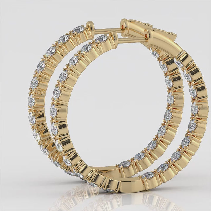 Diamond Crown Hoop Earrings Medium