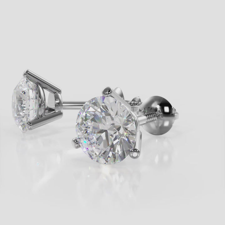 Classic Three Prong Diamond Studs-Push Back
