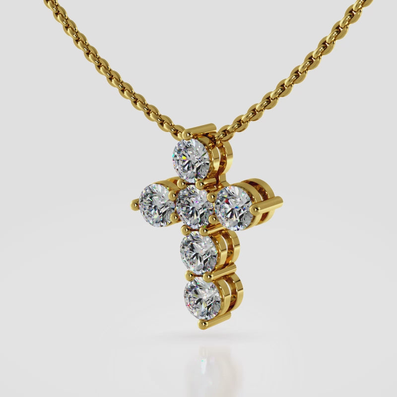 Six Timeless Diamond Cross Pendant Timeless
