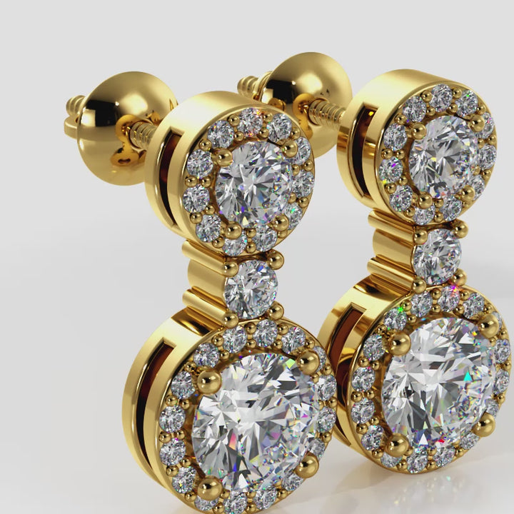 Stunning Diamond Earrings with Double Halo Design