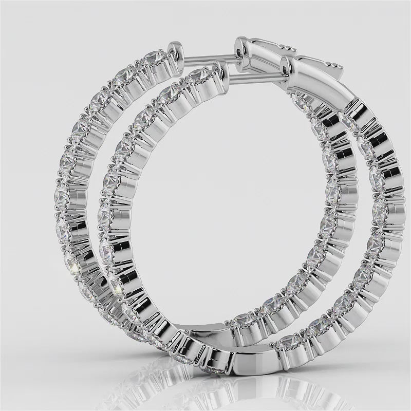 Diamond Crown Hoop Earrings Medium
