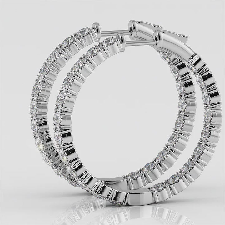 Diamond Crown Hoop Earrings Medium