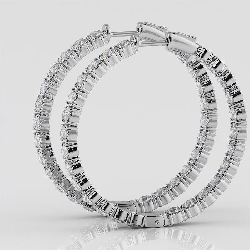Diamond Crown Hoop Earrings Large