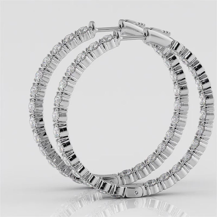 Diamond Crown Hoop Earrings Large