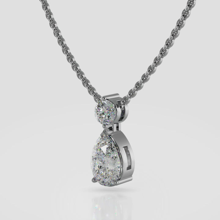Round and Pear Diamond Pendant