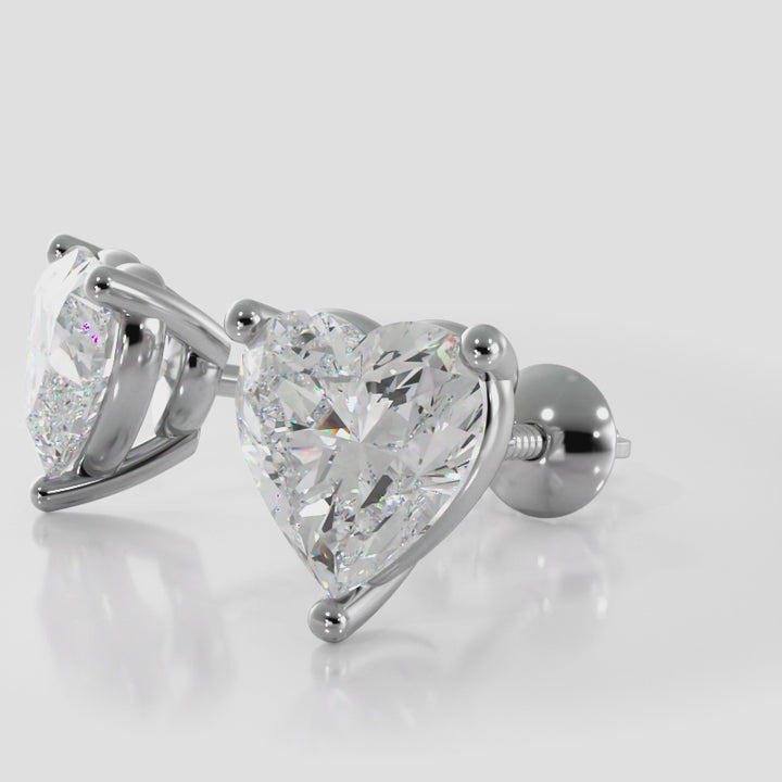 Heart Shaped Diamond Stud Earrings