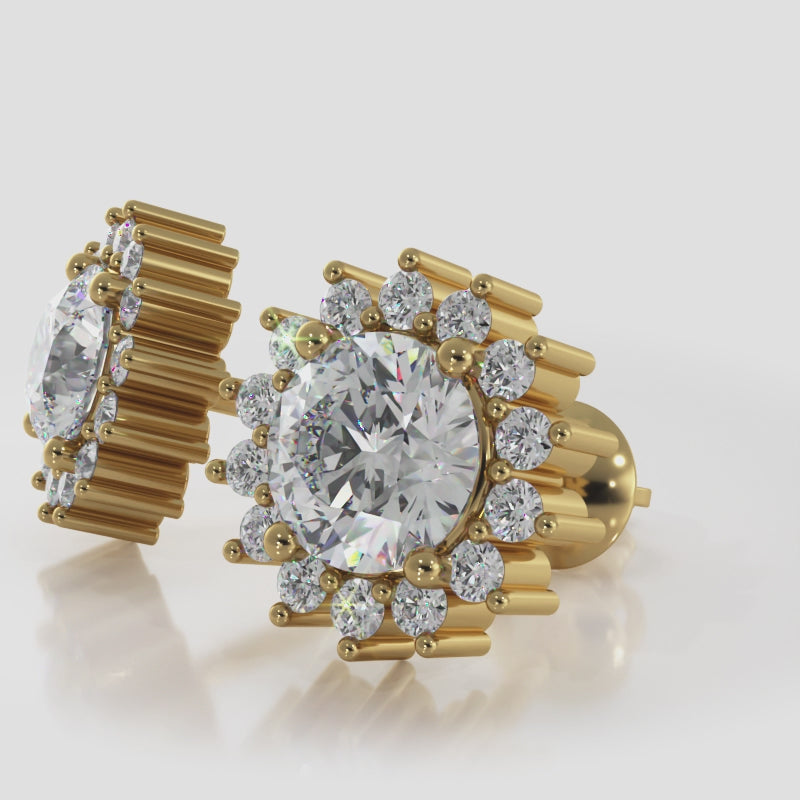 Elegant Diamond Halo Stud Earrings