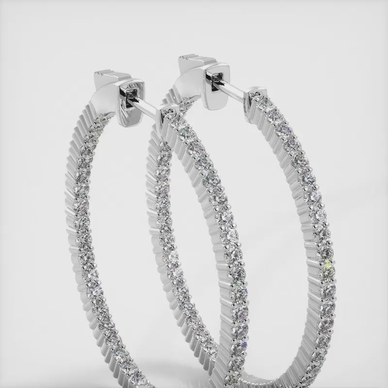 Single Row Inside Out Diamond Hoop Earring Medium