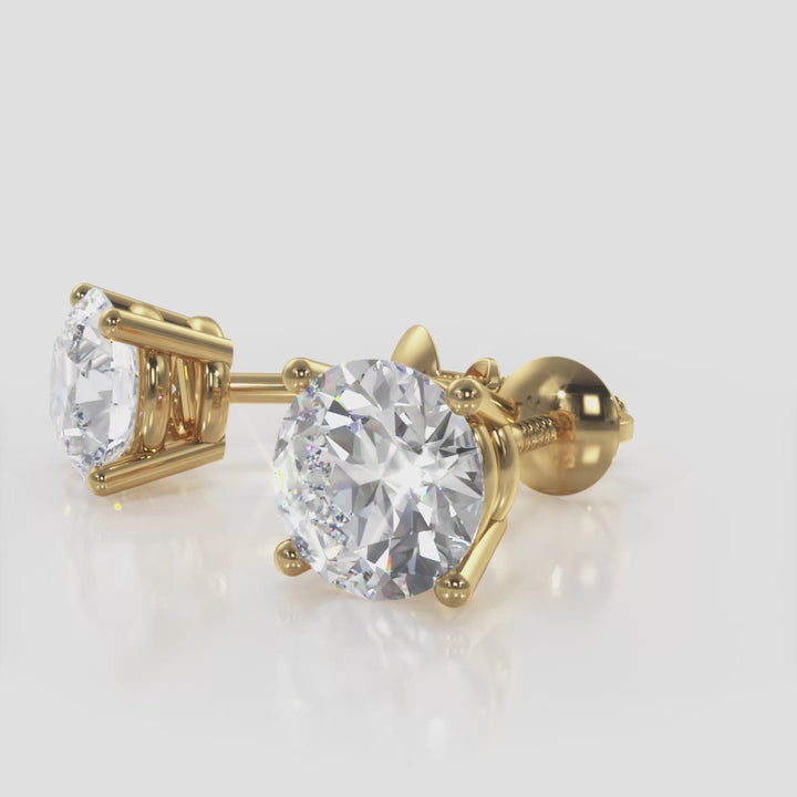 Four Prong Diamond Studs-Screw Back