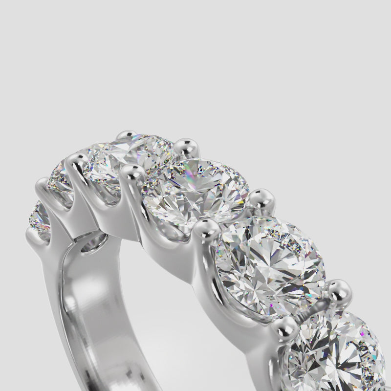 Classic 7 Stone Round Diamond Anniversary Ring