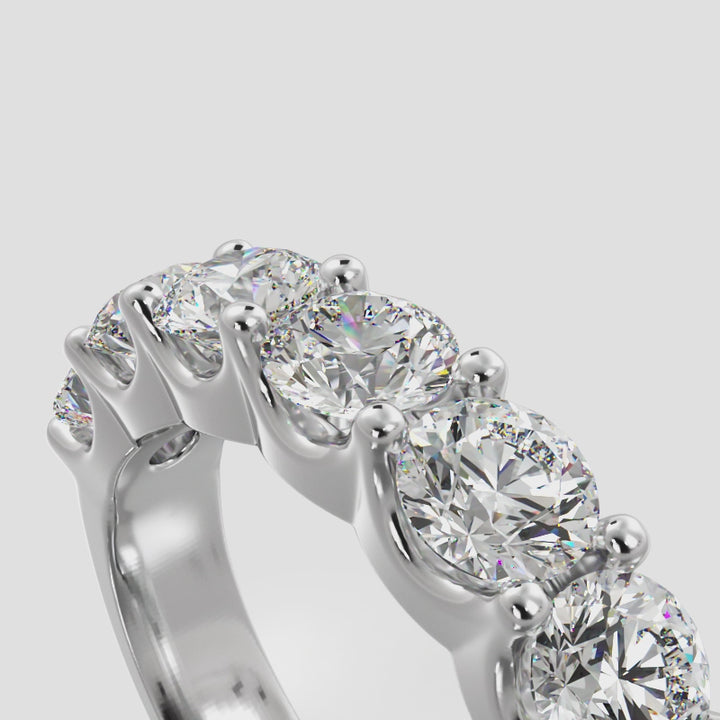 Classic 7 Stone Round Diamond Anniversary Ring