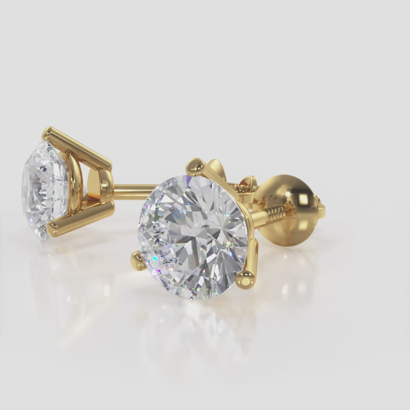 Classic Three Prong Diamond Studs-Push Back