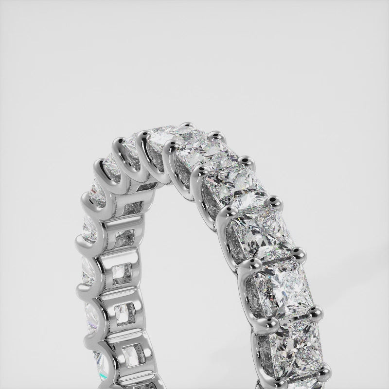 Princess Cut U Shape Eternity Ring