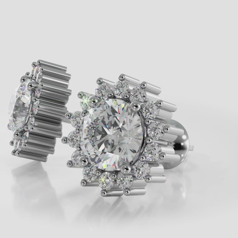 Elegant Diamond Halo Stud Earrings