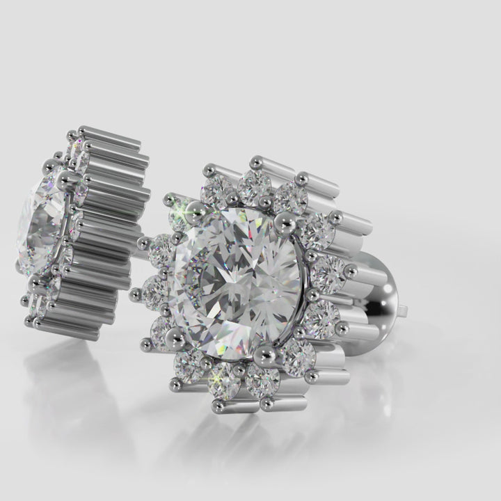 Elegant Diamond Halo Stud Earrings