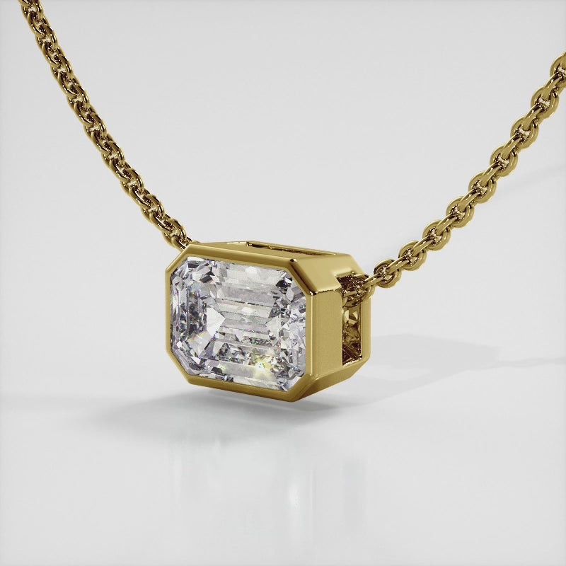 Bezel Set Emerald Diamond Pendant