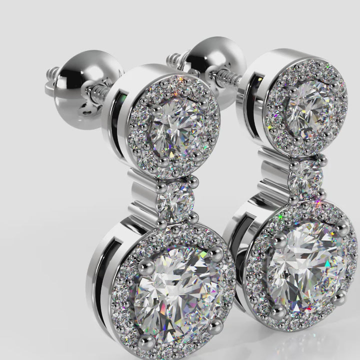 Stunning Diamond Earrings with Double Halo Design