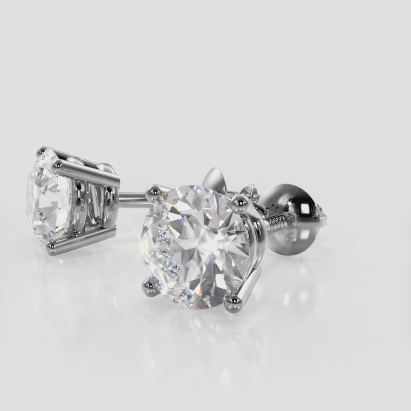 Four Prong Diamond Studs-Screw Back