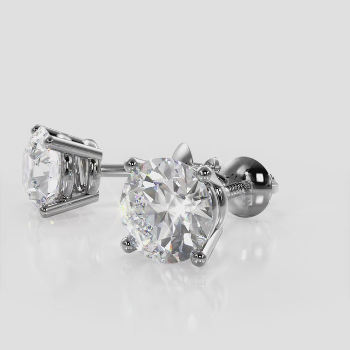 Four Prong Diamond Studs-Screw Back