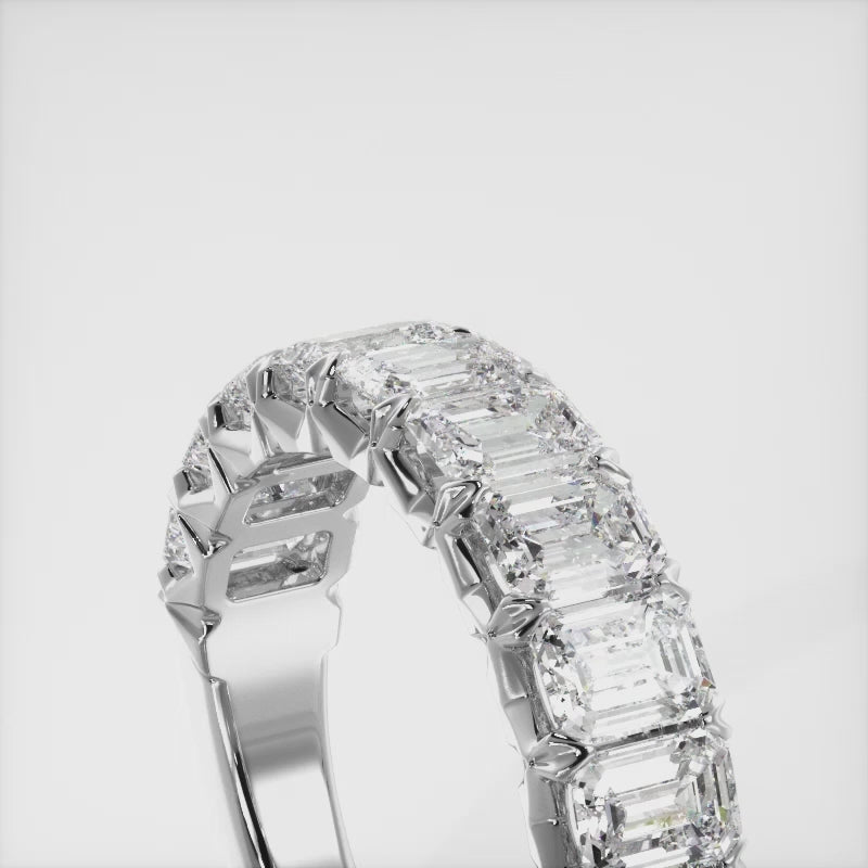 Emerald Cut Diamond Crown Setting Anniversary Ring