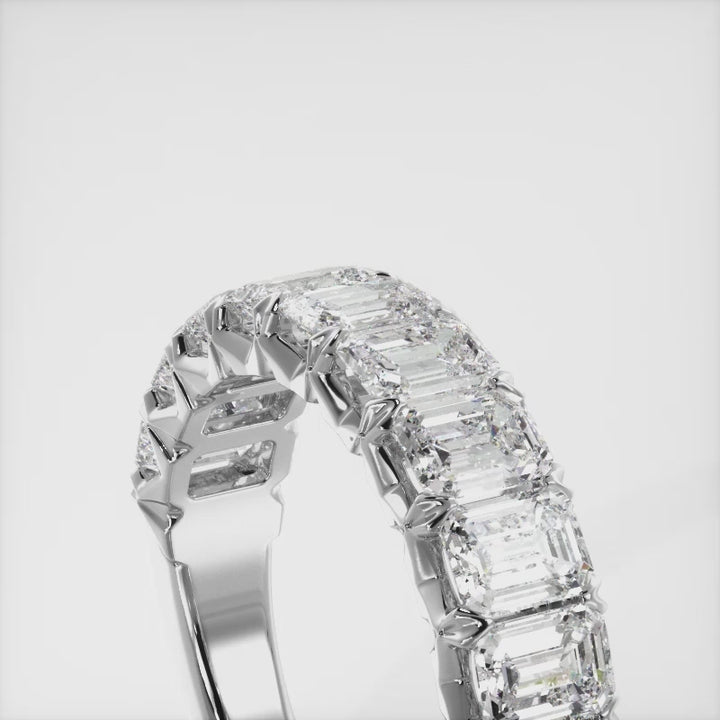 Emerald Cut Diamond Crown Setting Anniversary Ring