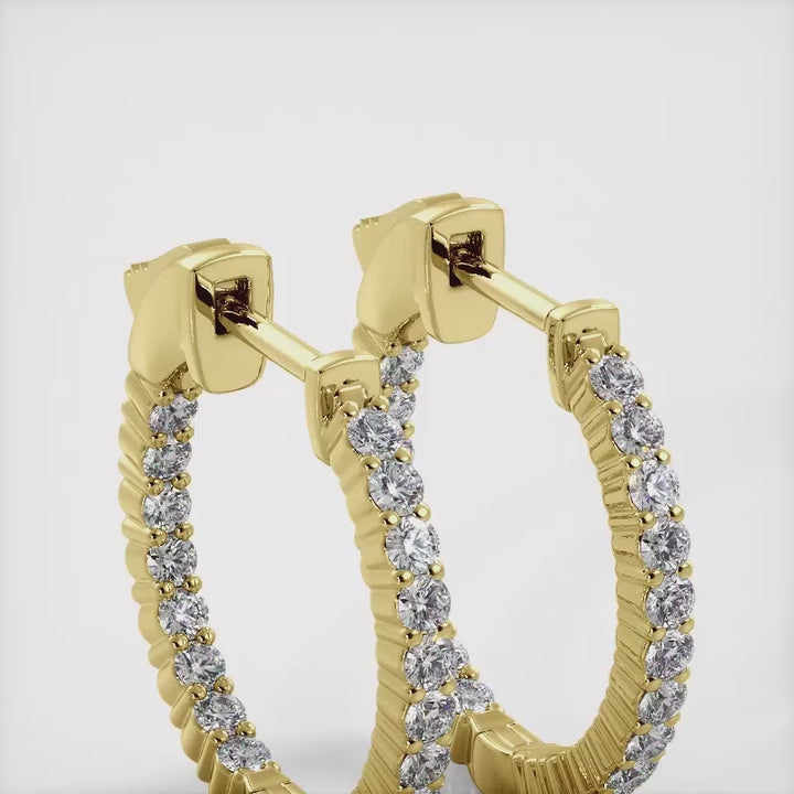 Single Row Inside Out Diamond Hoop Earring Petite