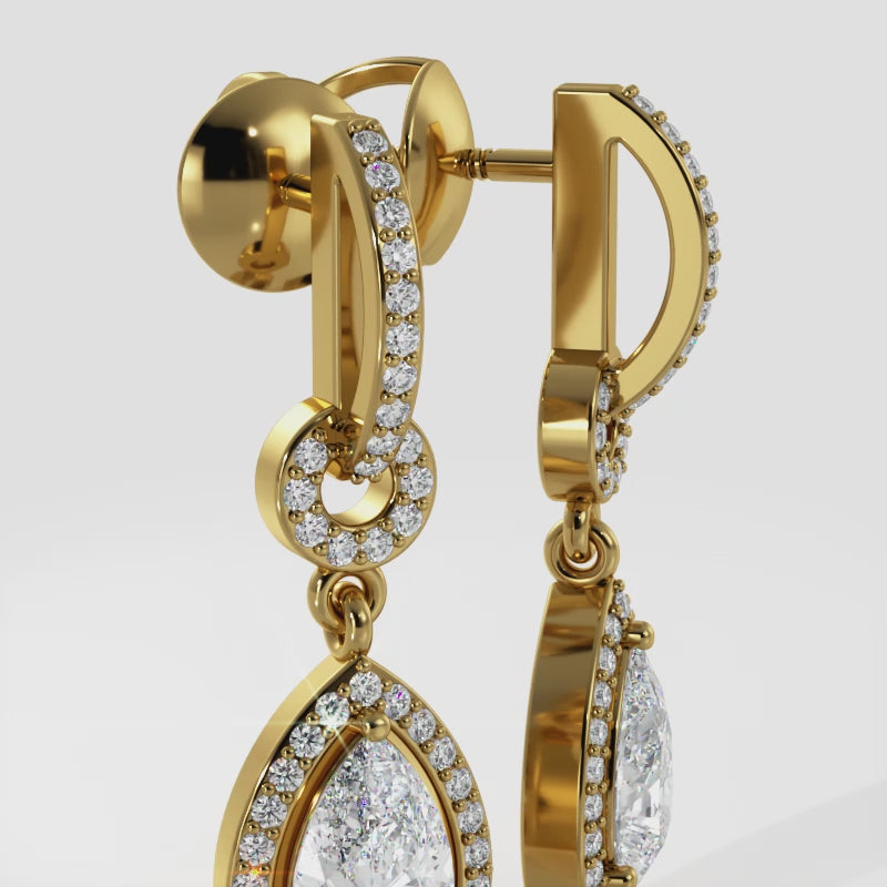 Pear Drop Dangle Diamond Earrings