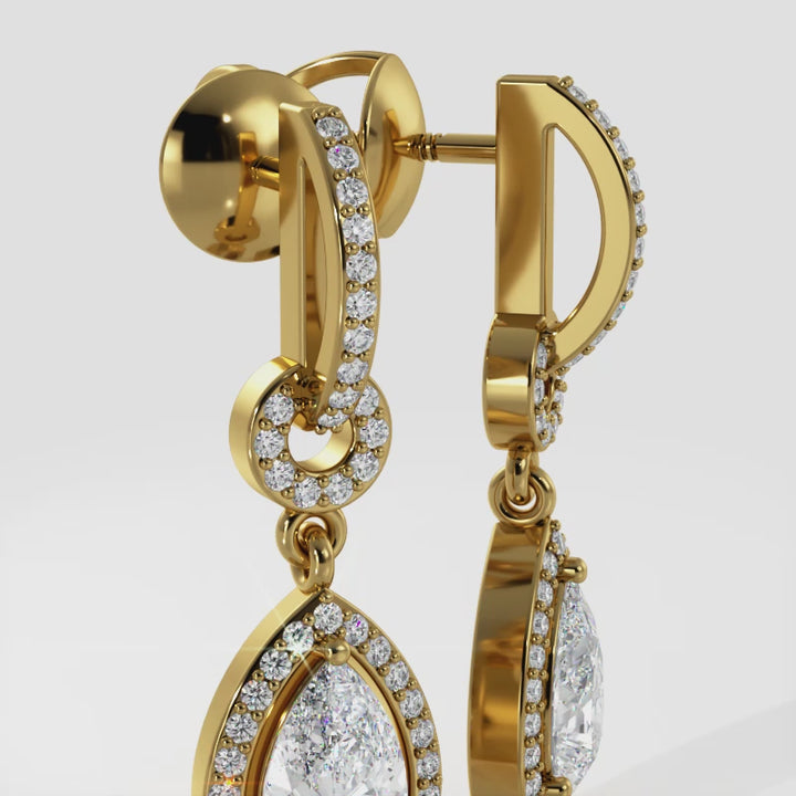Pear Drop Dangle Diamond Earrings