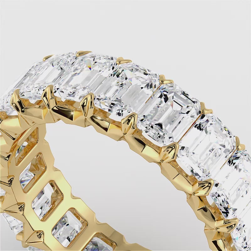 Emerald Cut Crown Diamond Eternity Ring