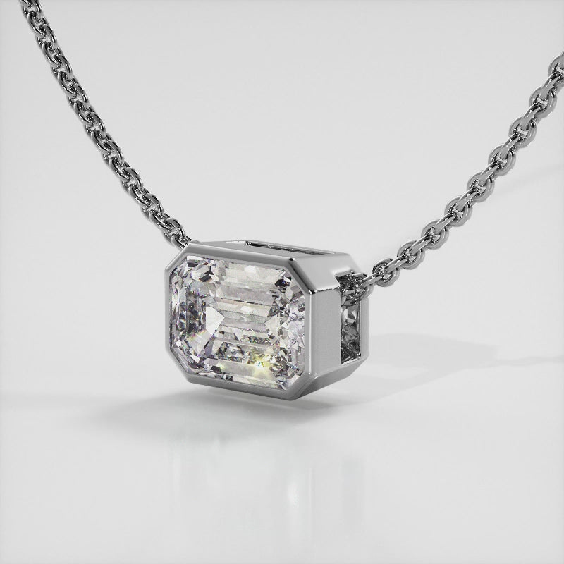 Bezel Set Emerald Diamond Pendant