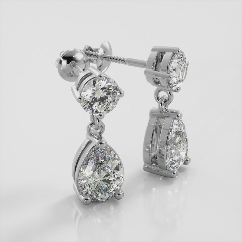 Alluring Round And Pear Shaped Drop Earrings