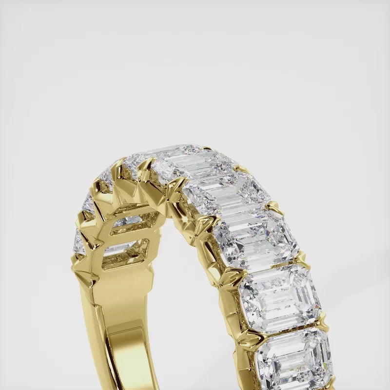 Emerald Cut Diamond Crown Setting Anniversary Ring