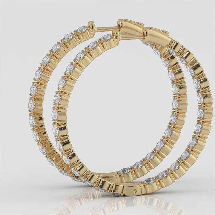 Diamond Crown Hoop Earrings Large